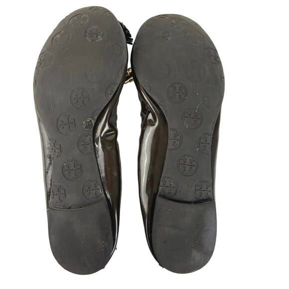 Tory Burch Reese Black Patent Tassels Slip On Casual Ballet Flat Shoes Size 8 - Picture 4 of 6